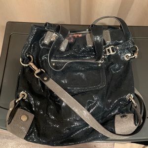 Black sparkly leather